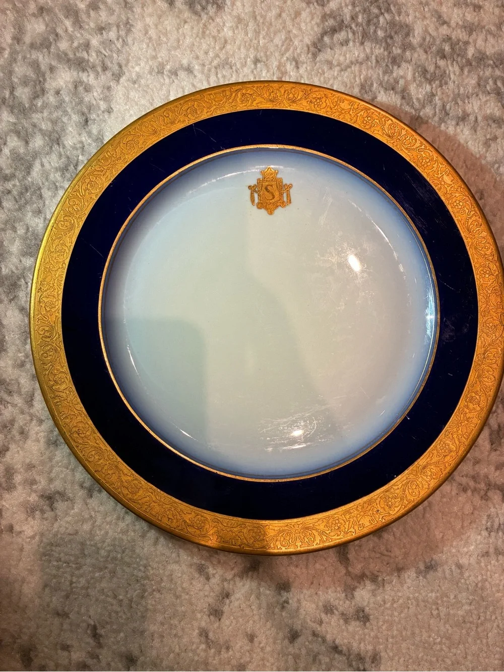Antique Syracuse China Cobalt Blue & Gold Gilt Plate 10”